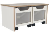 Opbergbank 2 rolbakken B82 cm Grey Cratt Oak combi Wit Tangara Groothandel